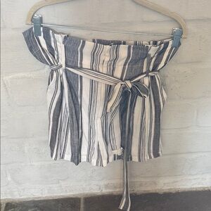 Naked Zebra High Waist Striped Shorts in Blue and White